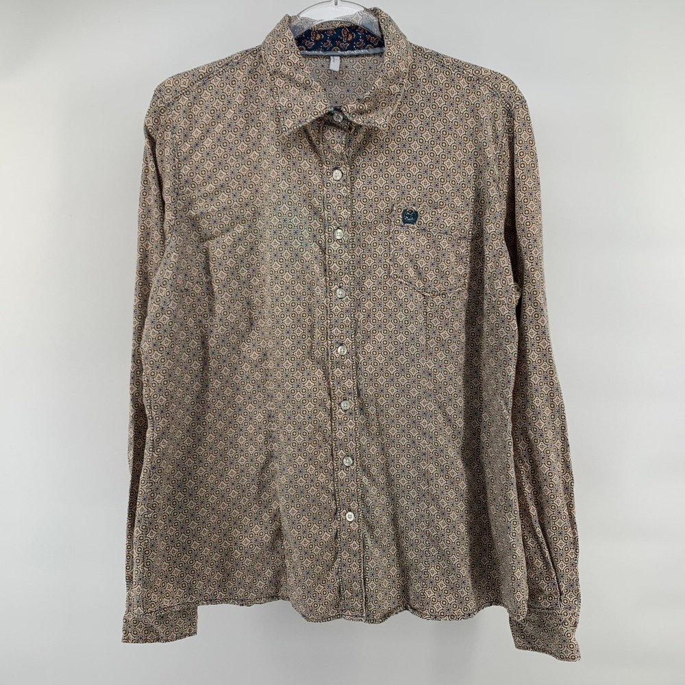 Cinch XL 44 inch Western Shirt Tencel Cotton Pearl Snap Microprint Paisley Trim